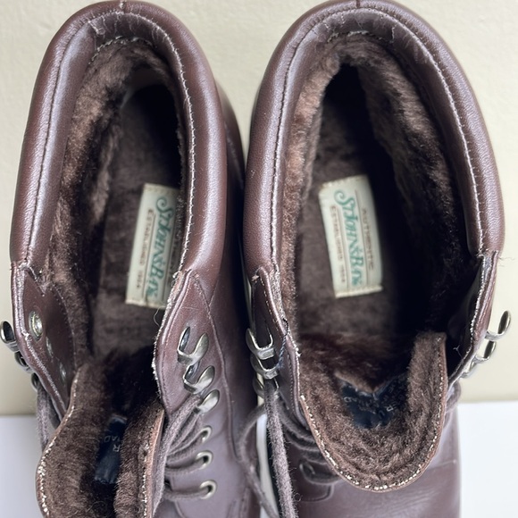St JOHN’S BAY Brown Leather Lace-Up Ankle Boots Faux Fur Lined Footbed & Insole - Picture 13 of 16